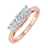 3/4 Carat 3-Stone Diamond Engagement Ring Band in Gold - IGI Certified