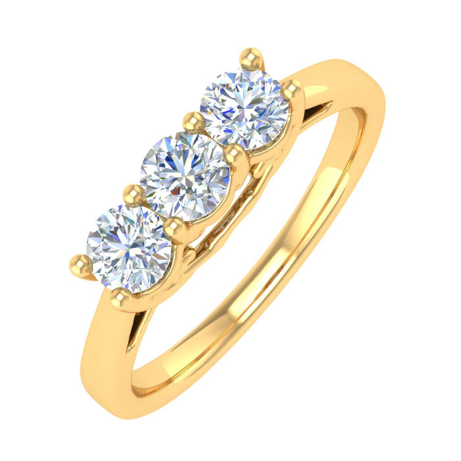 3/4 Carat 3-Stone Diamond Engagement Ring Band in Gold - IGI Certified