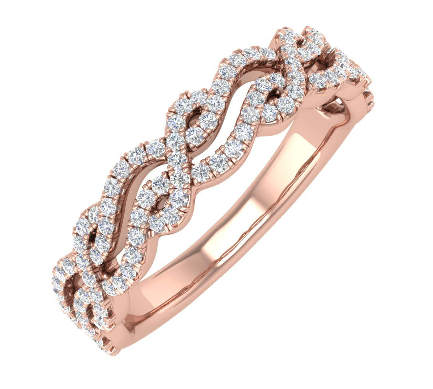 1/3 Carat Twisted Diamond Wedding Band Ring in Gold - IGI Certified