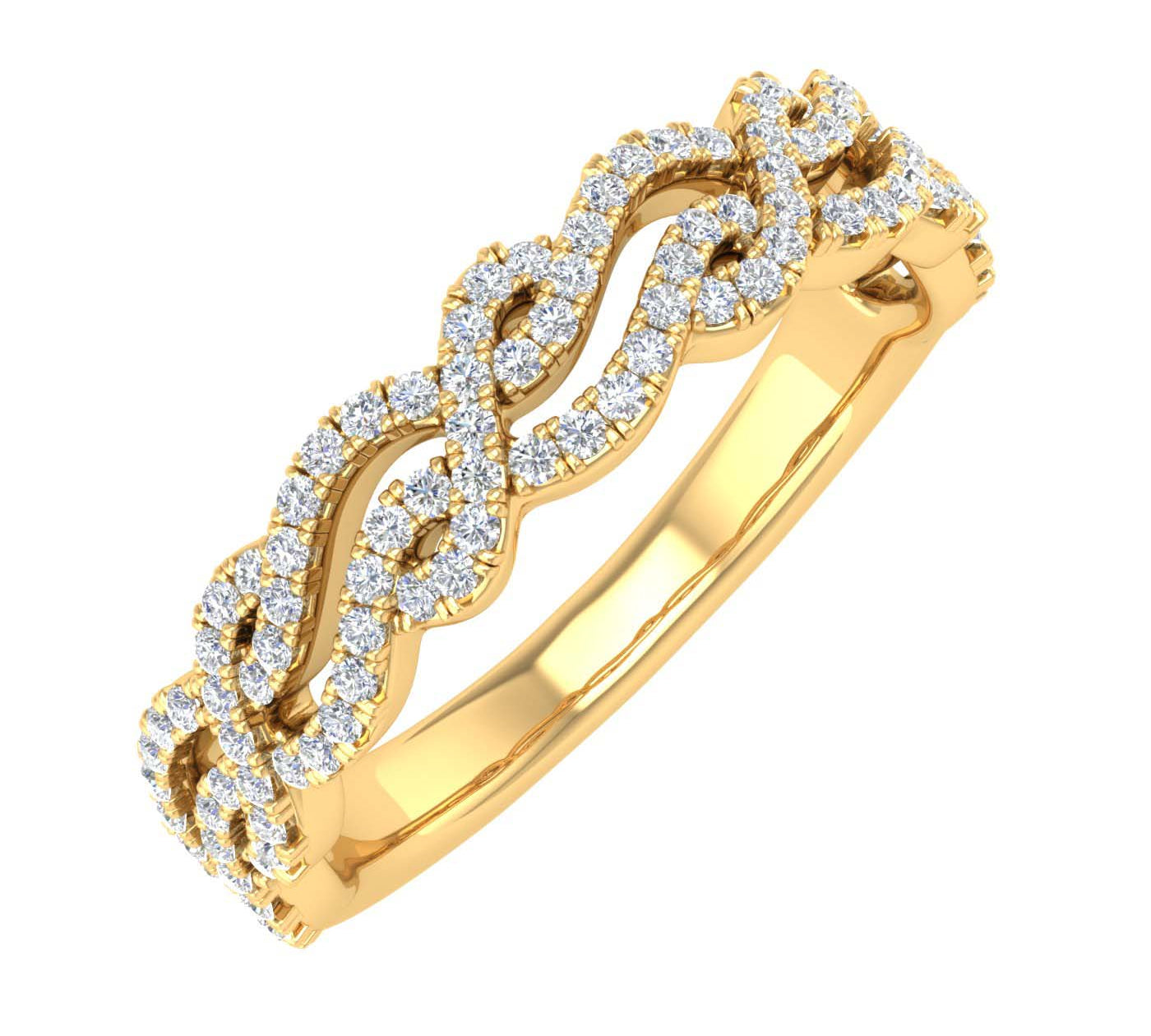 1/3 Carat Twisted Diamond Wedding Band Ring in Gold - IGI Certified