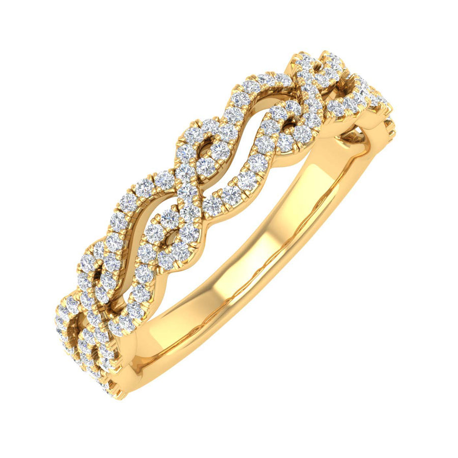 1/3 Carat Twisted Diamond Wedding Band Ring in Gold - IGI Certified