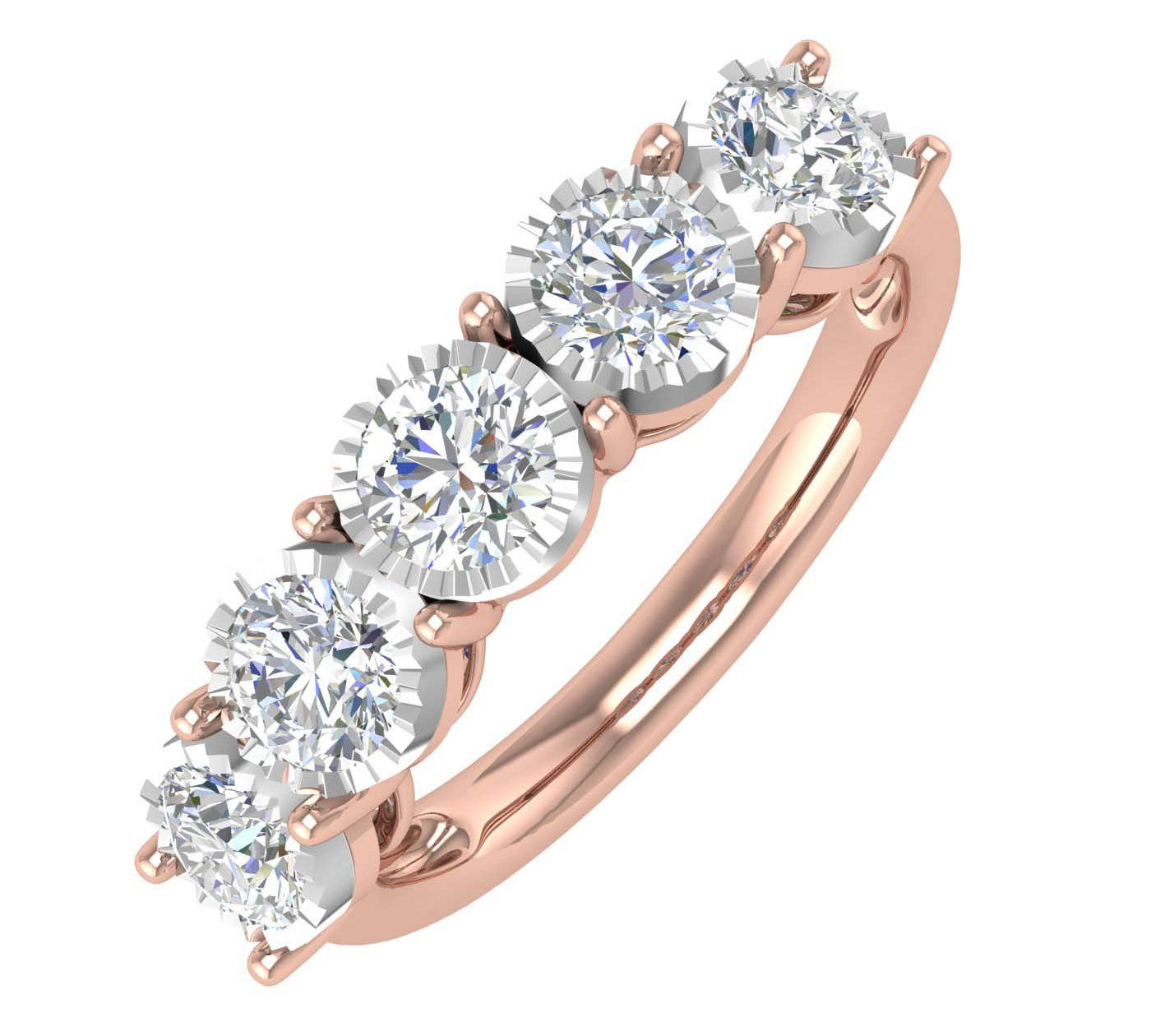 1 Carat 5-Stone Diamond Wedding Band Ring in Gold