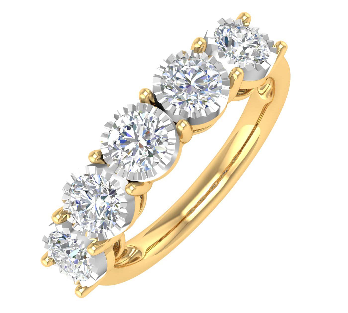 1 Carat 5-Stone Diamond Wedding Band Ring in Gold