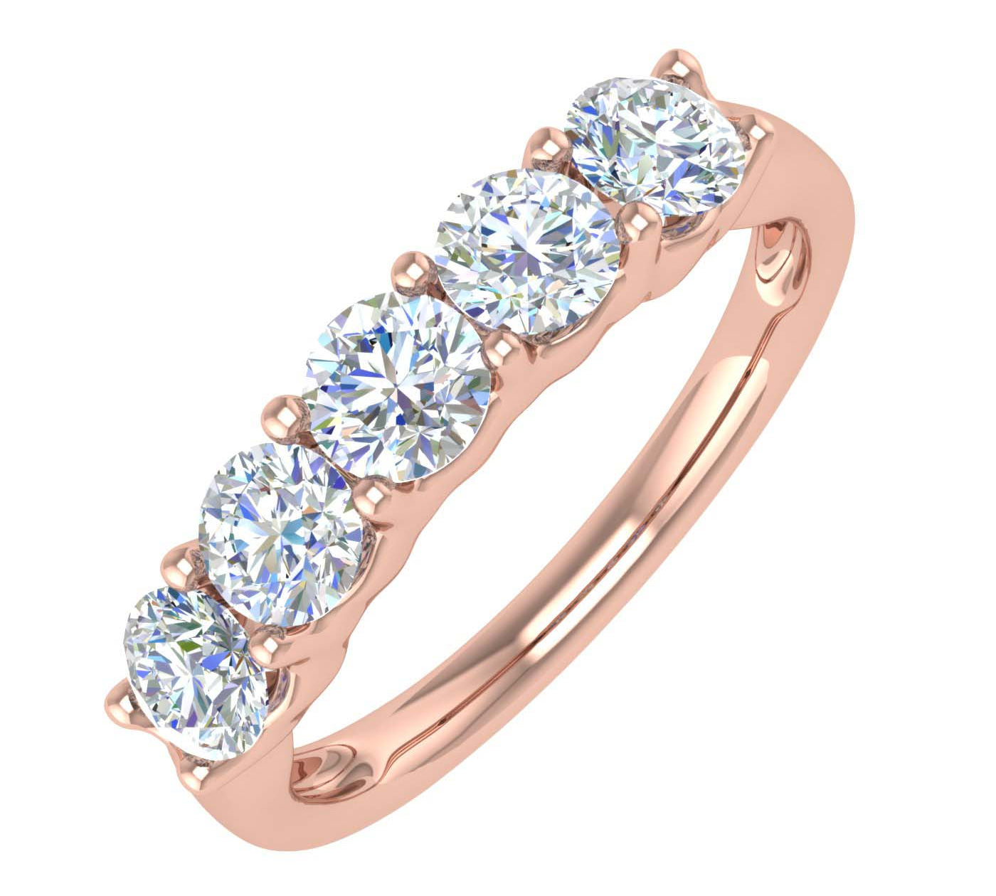 1 Carat (ctw) 5-Stone Diamond Wedding Band Ring in Gold