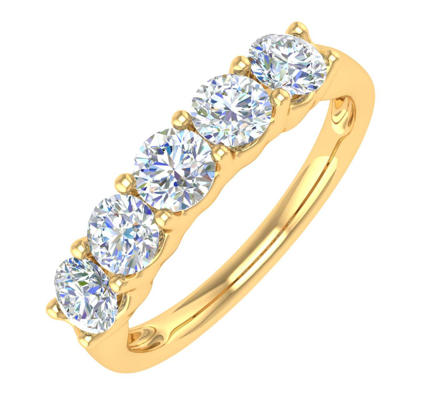1 Carat (ctw) 5-Stone Diamond Wedding Band Ring in Gold