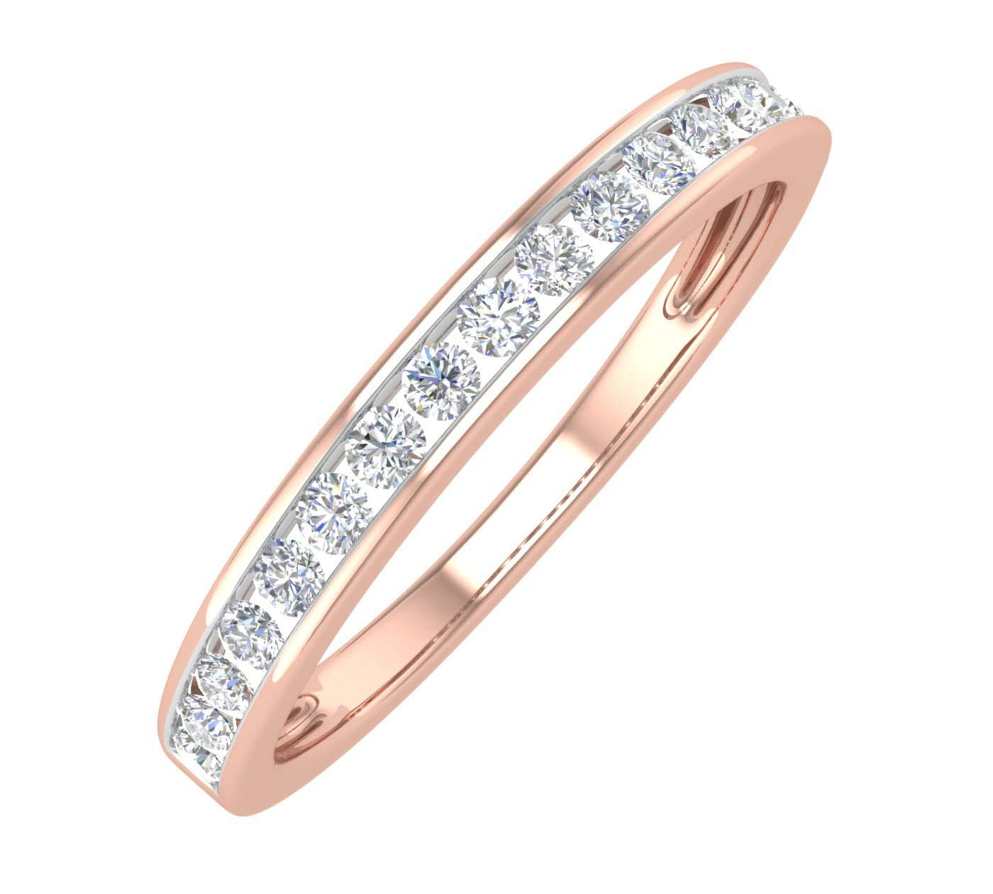 1/4 Carat Channel Set Round Diamond Wedding Band Ring in Gold - IGI Certified