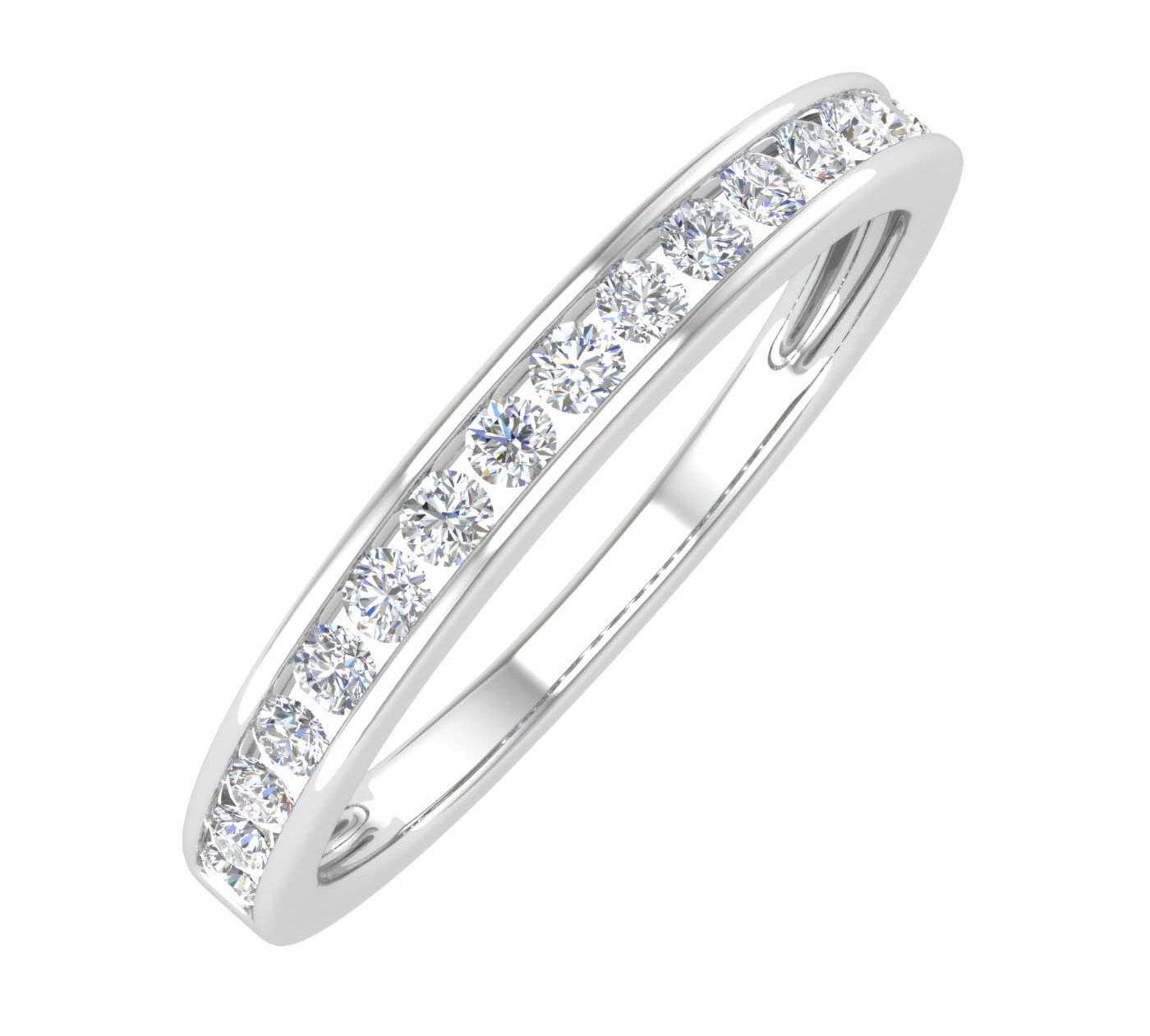 1/4 Carat Channel Set Round Diamond Wedding Band Ring in White Gold