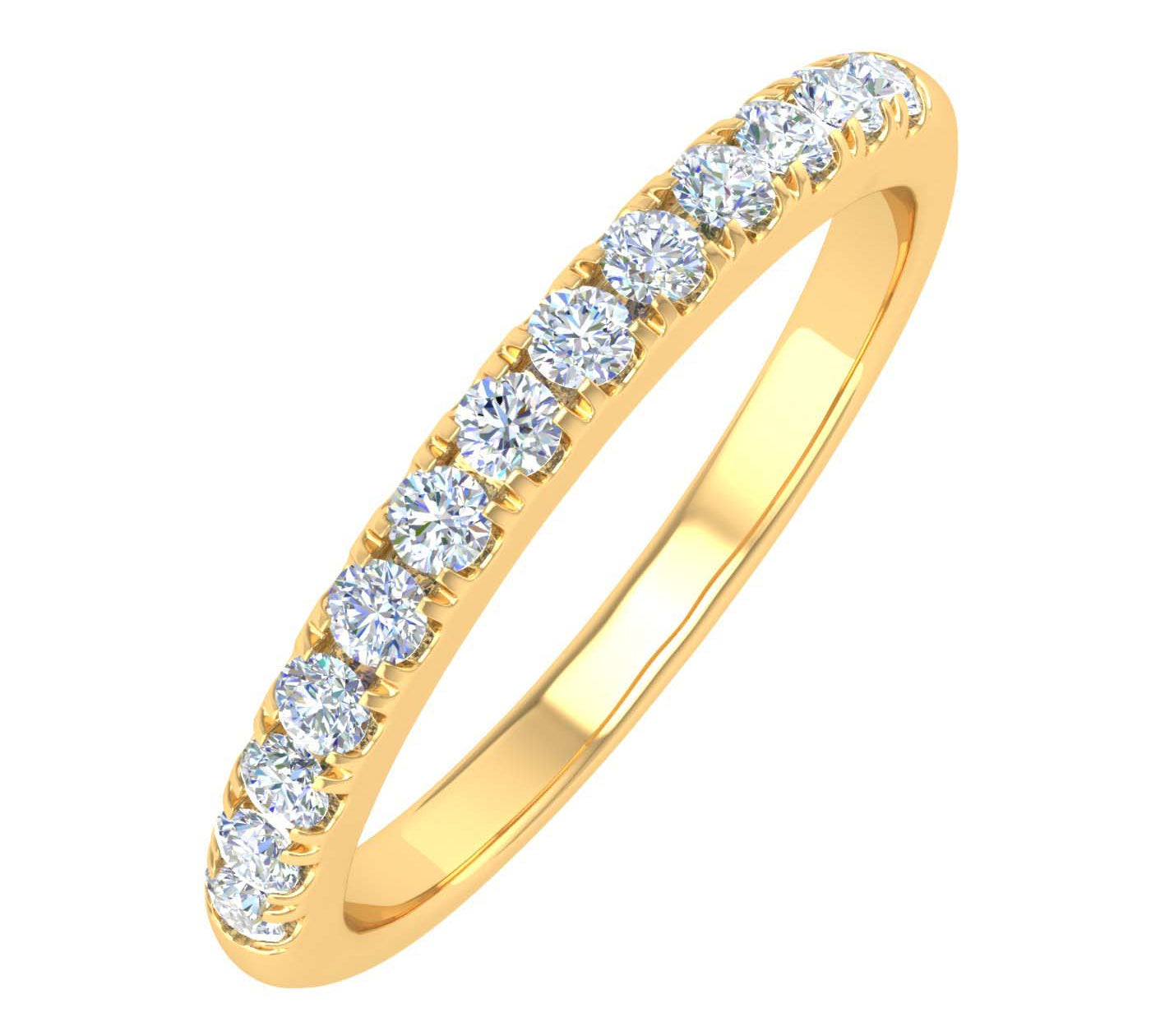 1/4 Carat Prong Set Diamond Wedding Band Ring in Gold - IGI Certified