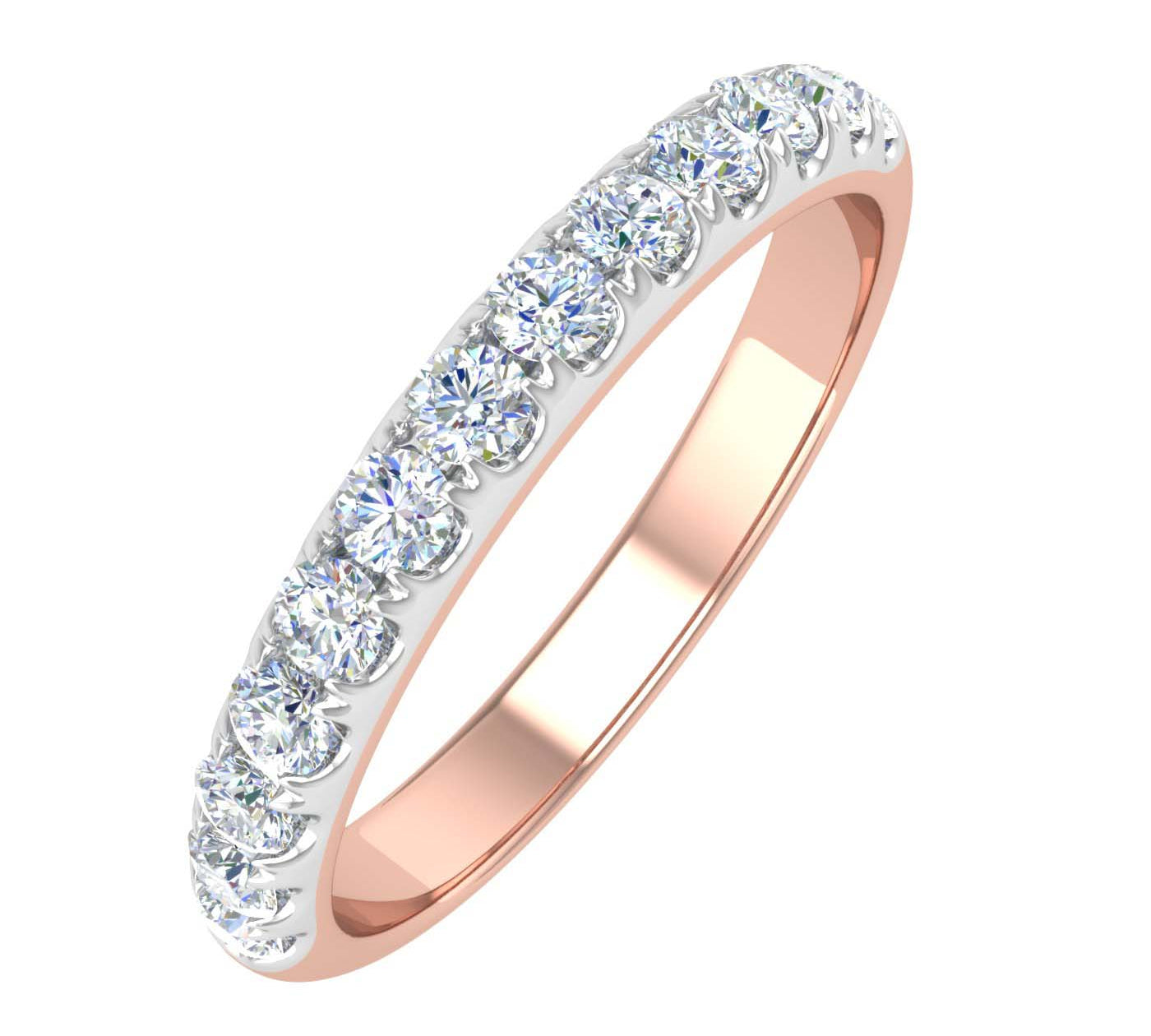 1/2 Carat Round Diamond Wedding Band Ring in Gold - IGI Certified