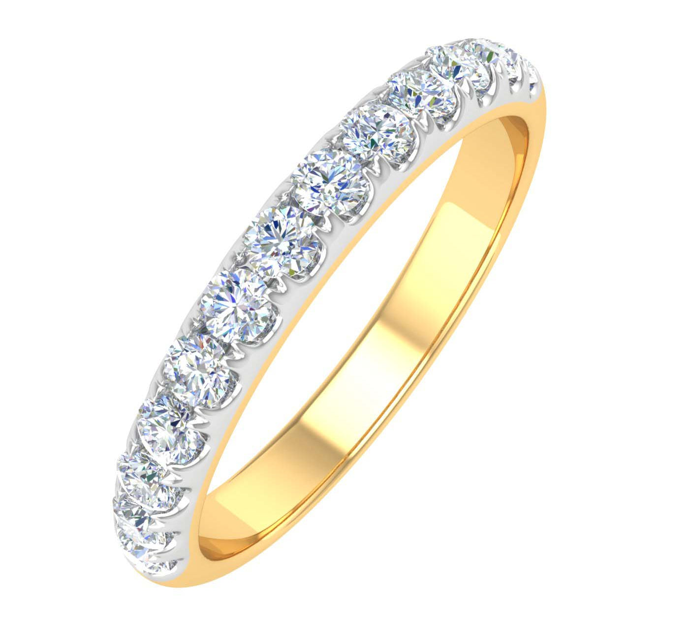 1/2 Carat Round Diamond Wedding Band Ring in Gold - IGI Certified