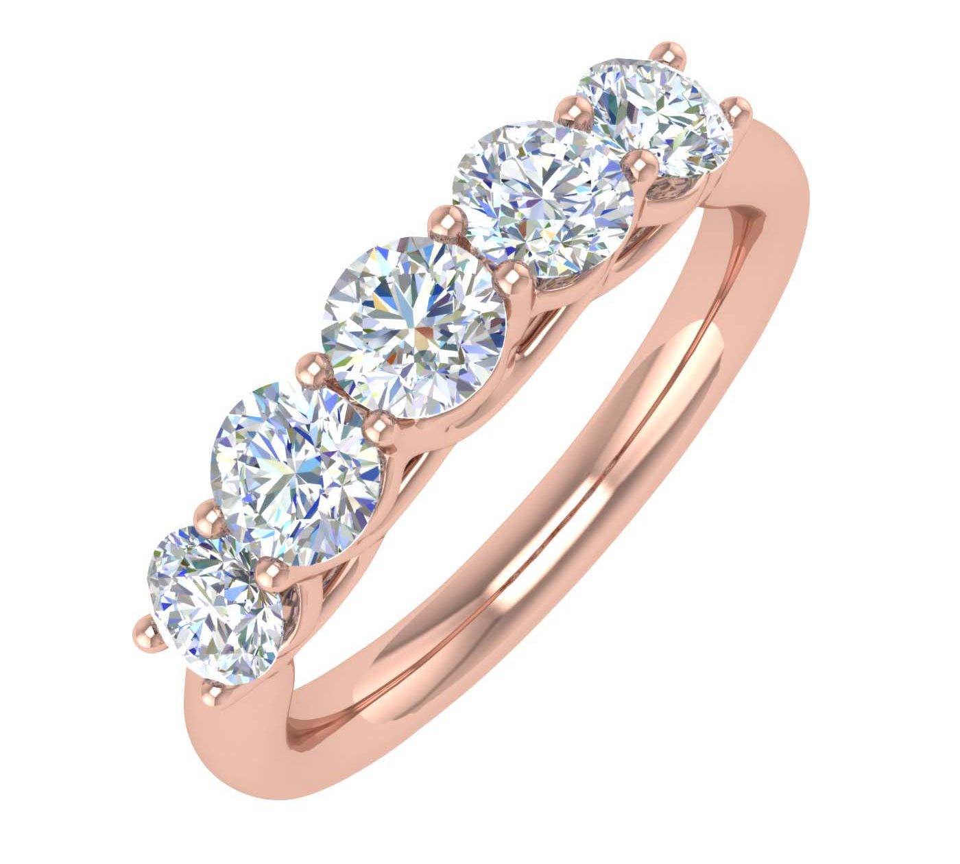 1 Carat (ctw) 5-Stone Diamond Wedding Band Ring in Gold - IGI Certified