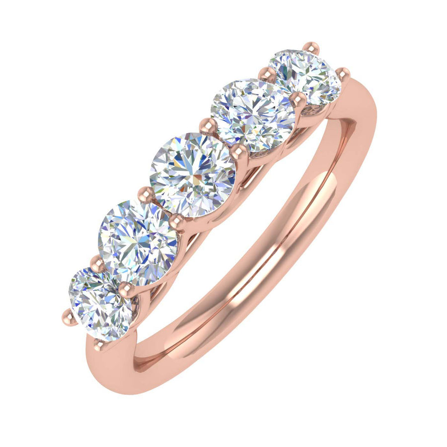 1 Carat (ctw) 5-Stone Diamond Wedding Band Ring in Gold - IGI Certified