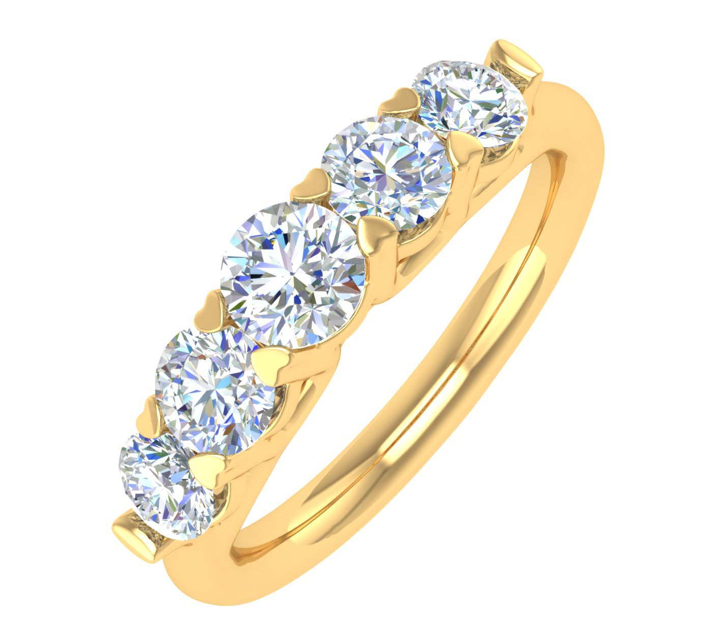 1 Carat (ctw) 5-Stone Diamond Wedding Band Ring in Gold