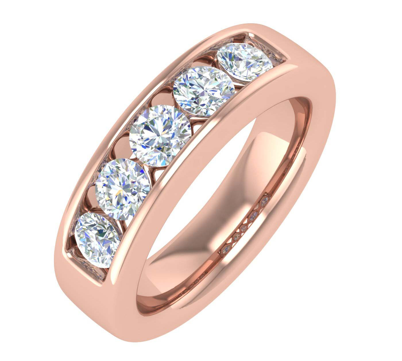 1 Carat (ctw) 5-Stone Channel Set Diamond Wedding Band Ring in Gold - IGI Certified