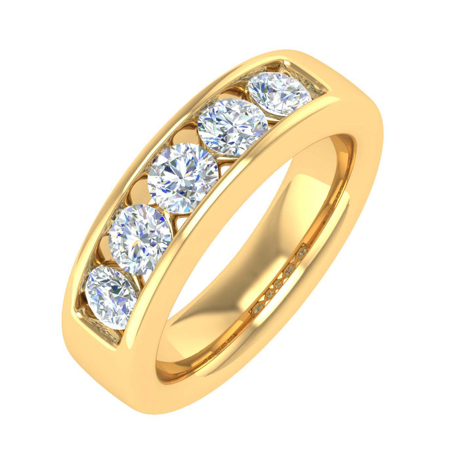 1 Carat (ctw) 5-Stone Channel Set Diamond Wedding Band Ring in Gold