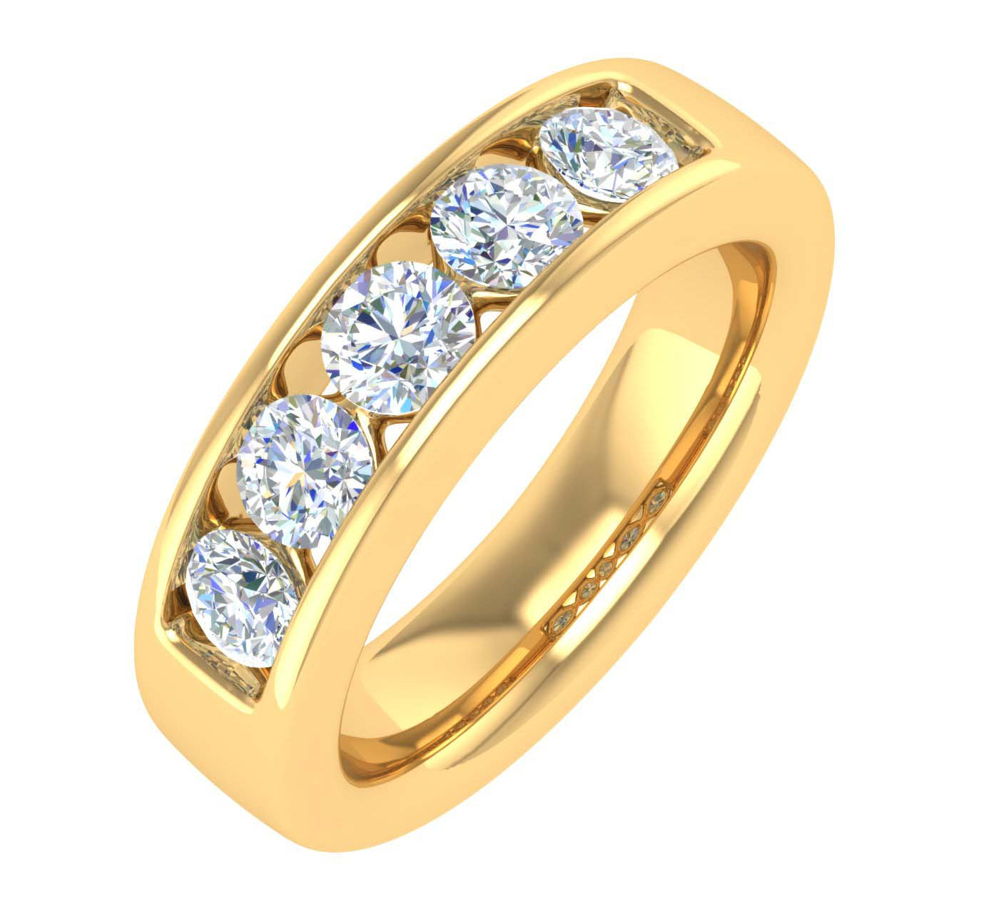 1 Carat (ctw) 5-Stone Channel Set Diamond Wedding Band Ring in Gold - IGI Certified