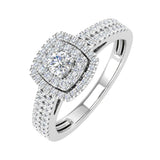 1/2 Carat Double Halo Diamond Ring in Gold - IGI Certified