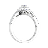 1/2 Carat Double Halo Diamond Ring in Gold - IGI Certified