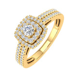 1/2 Carat Double Halo Diamond Ring in Gold - IGI Certified