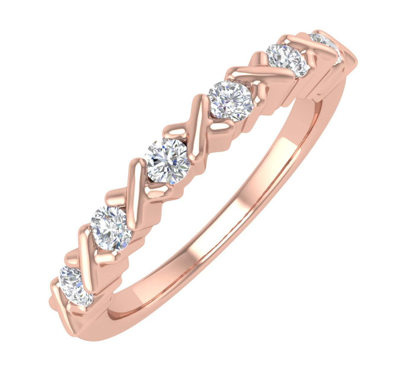 1/4 Carat Round Diamond Wedding Band Ring in Gold - IGI Certified