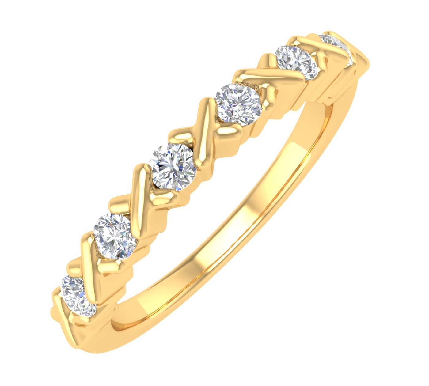 1/4 Carat Round Diamond Wedding Band Ring in Gold - IGI Certified