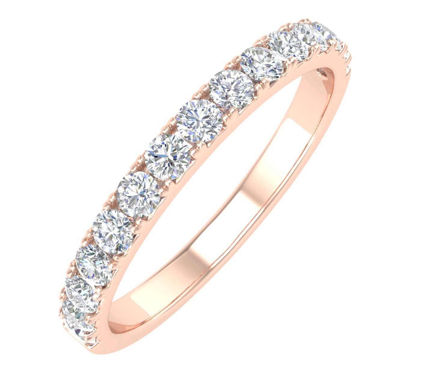 1/2 Carat Round Diamond Wedding Band Ring in Gold - IGI Certified