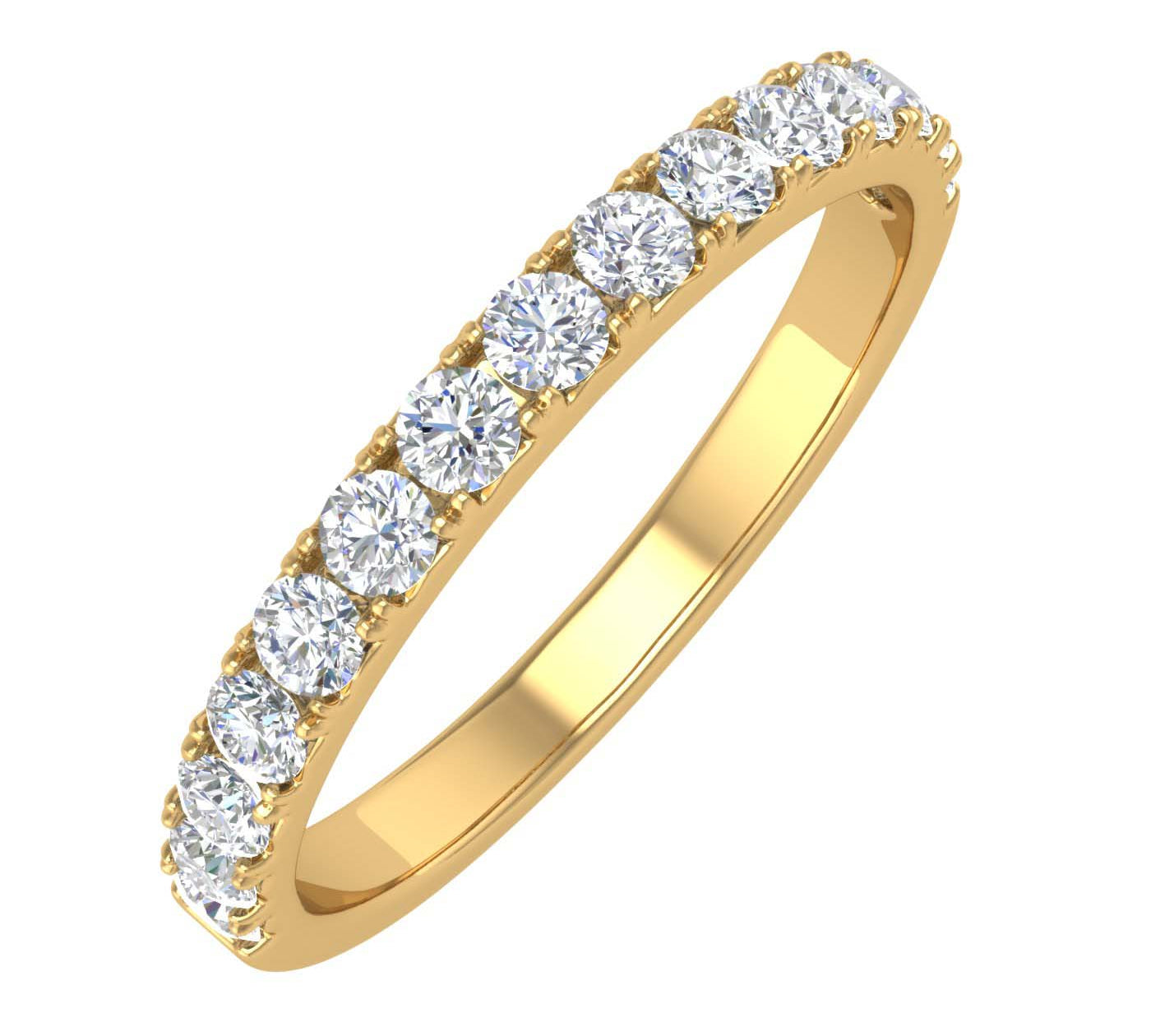 1/2 Carat Round Diamond Wedding Band Ring in Gold - IGI Certified