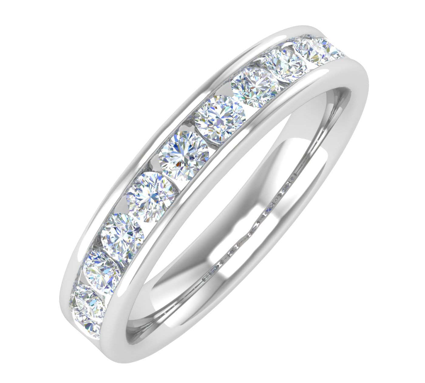 0.60 Carat Channel Set Diamond Wedding Band Ring in Gold - RG-17489-0057-SI1SI2-14KW - Preview 1
