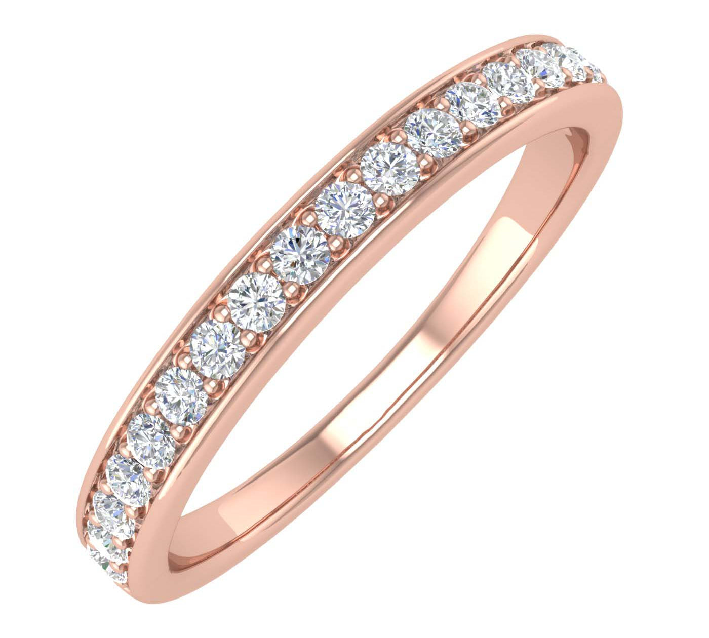 1/4 Carat Round Diamond Wedding Band Ring in Gold - IGI Certified