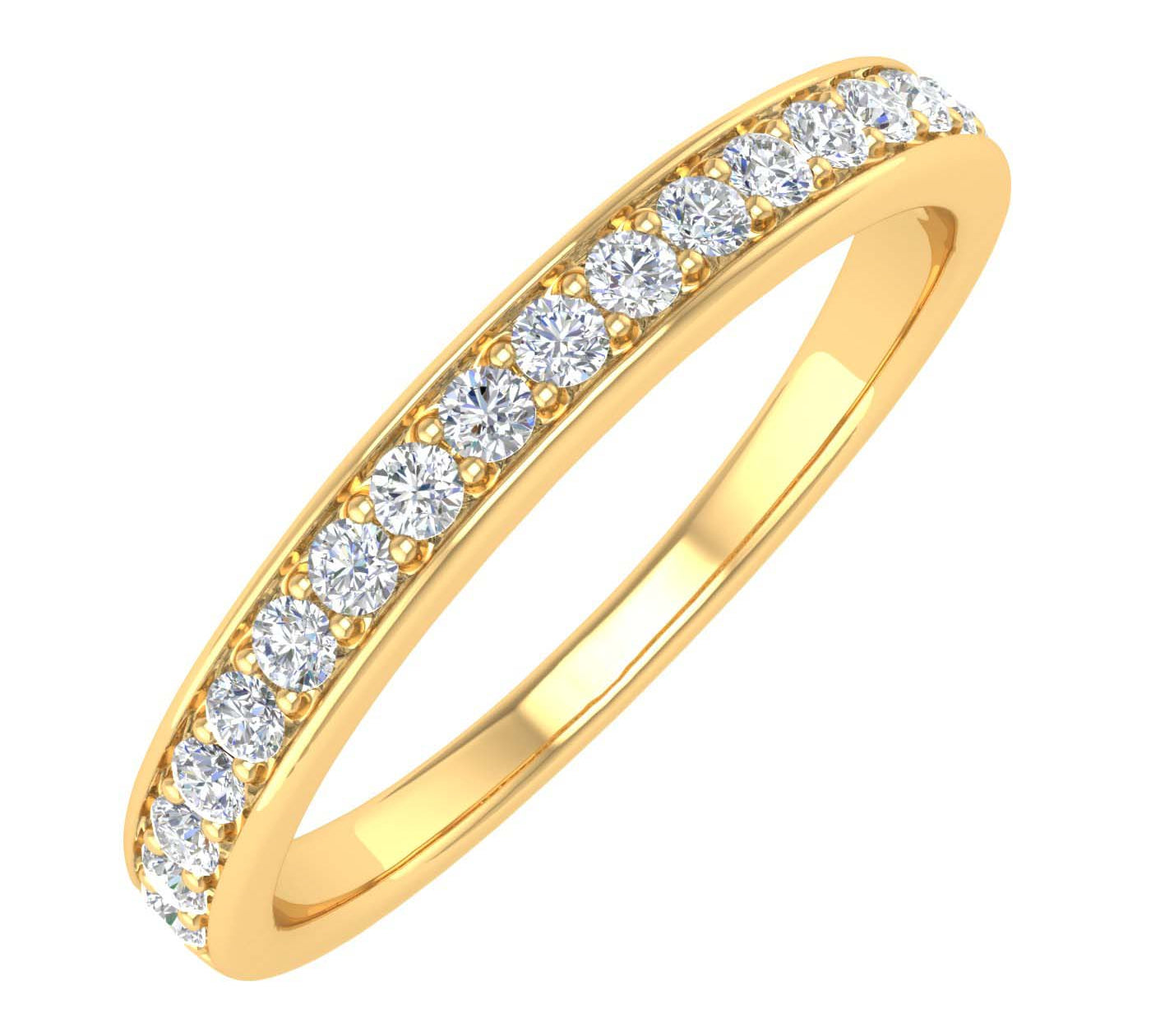 1/4 Carat Round Diamond Wedding Band Ring in Gold - IGI Certified