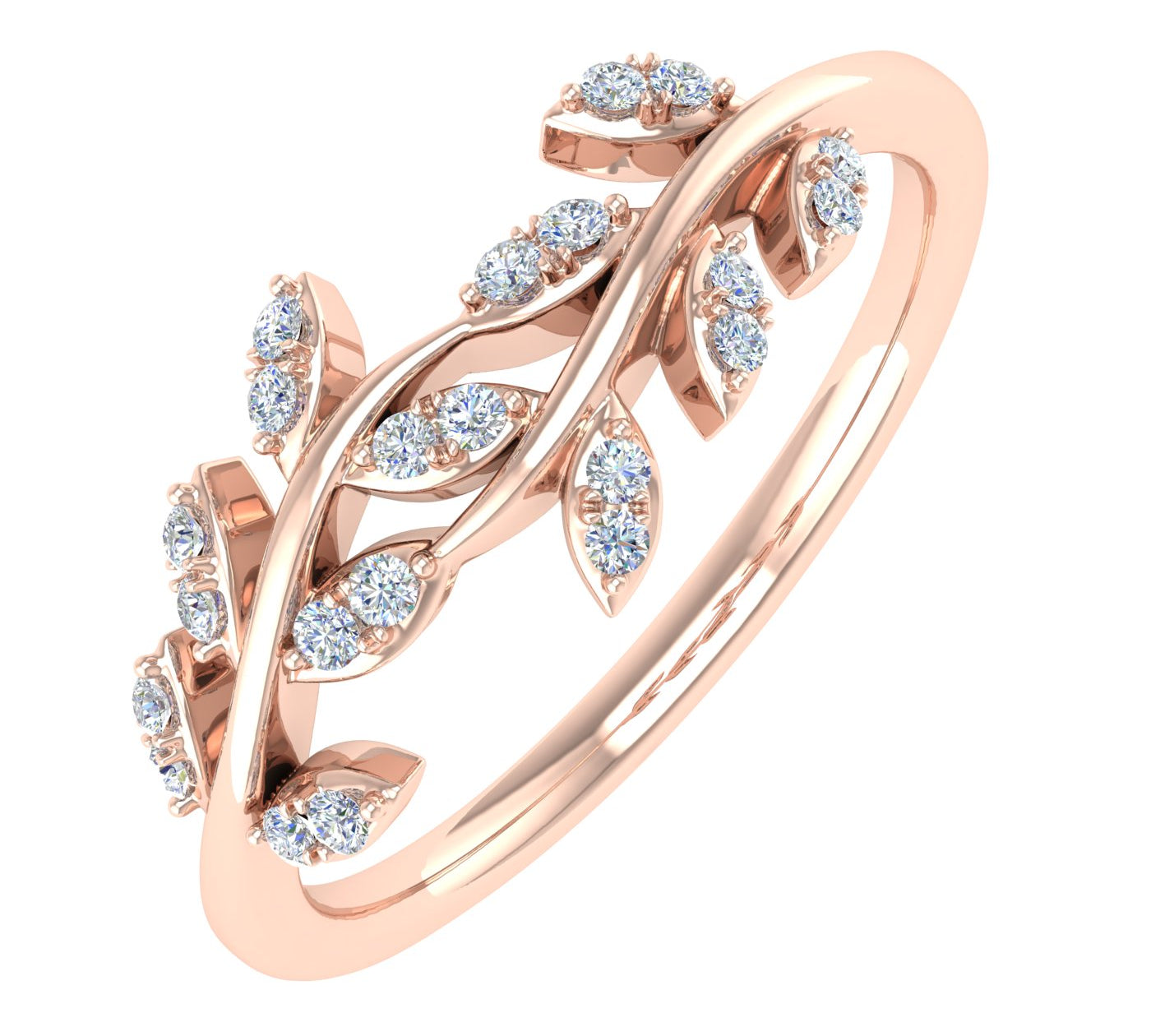 10K Gold Diamond Nature Wedding Band (0.15 Carat) - IGI Certified