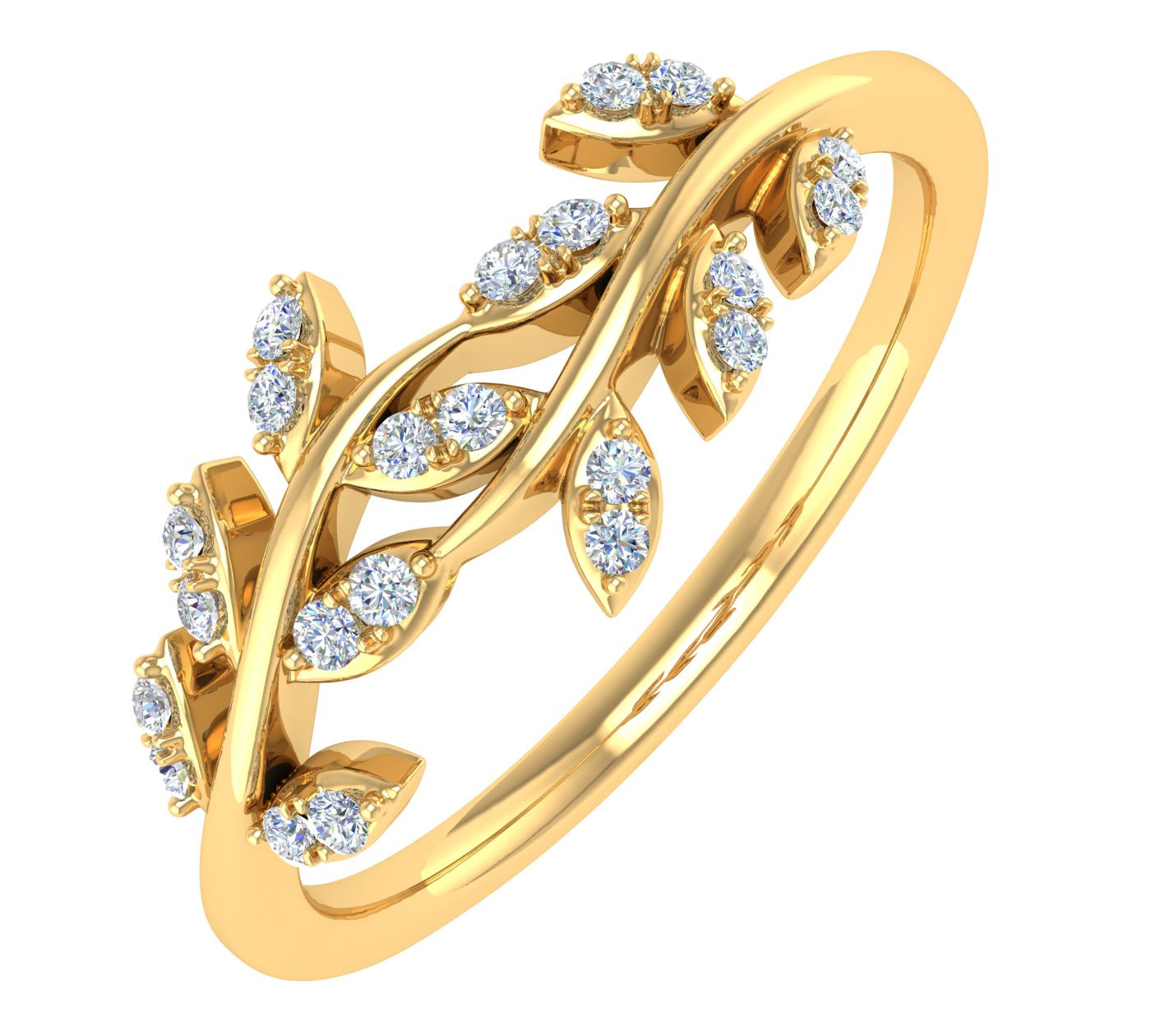 10K Gold Diamond Nature Wedding Band (0.15 Carat) - IGI Certified