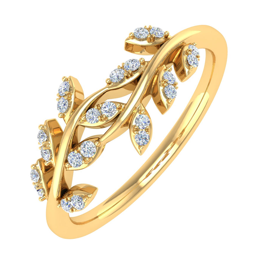 10K Gold Diamond Nature Wedding Band (0.15 Carat) - IGI Certified