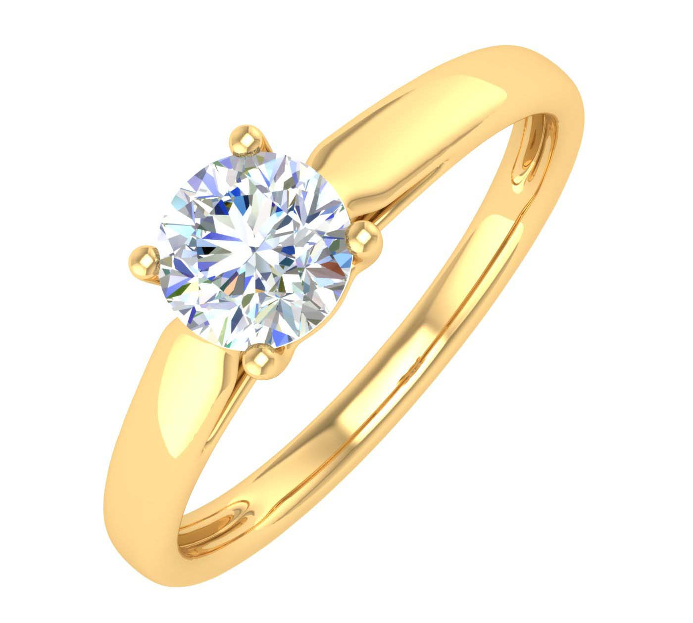 1/2 Carat 6-Prong Set Diamond Solitaire Engagement Ring in Gold