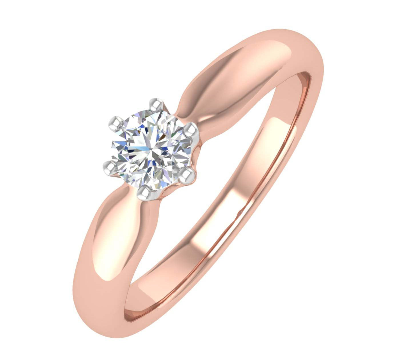 1/5 Carat 6-Prong Set Diamond Solitaire Engagement Ring Band in Gold