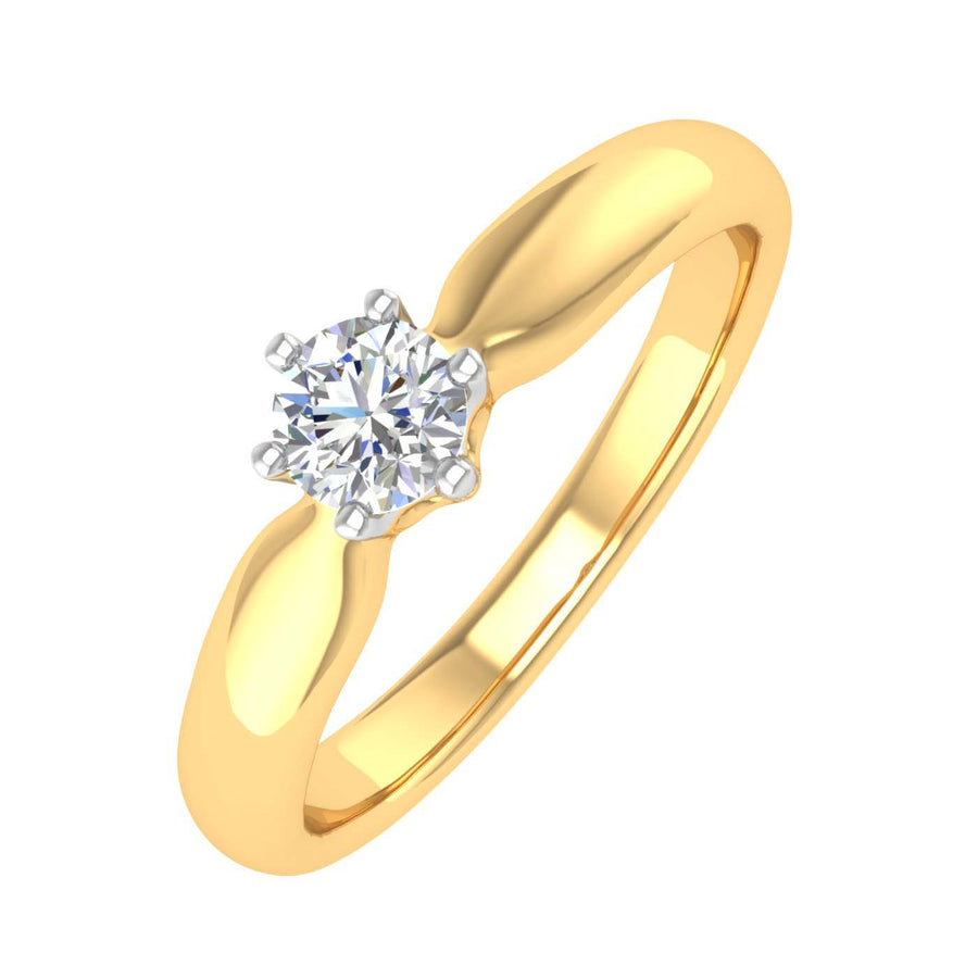 1/5 Carat 6-Prong Set Diamond Solitaire Engagement Ring Band in Gold - IGI Certified