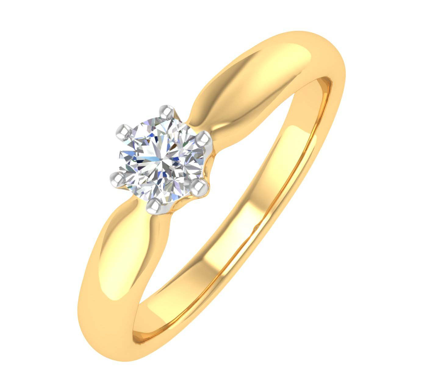 1/5 Carat 6-Prong Set Diamond Solitaire Engagement Ring Band in Gold