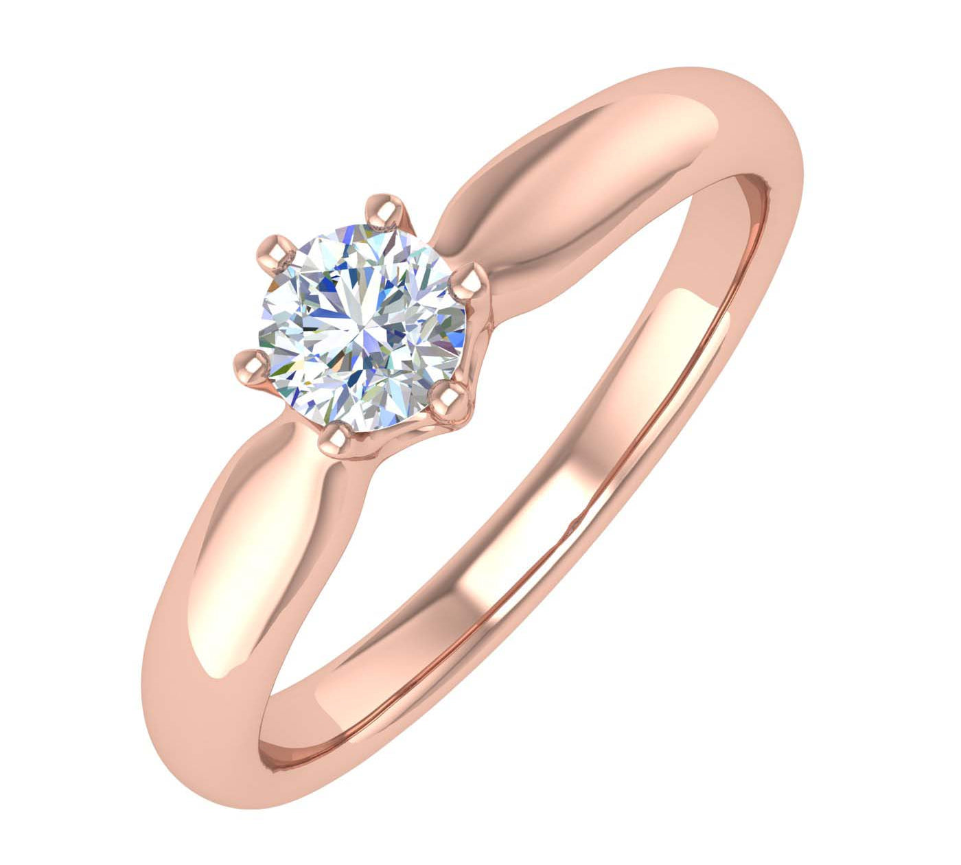1/4 Carat 6-Prong Set Diamond Solitaire Engagement Ring Band in Gold