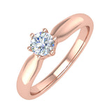 1/4 Carat 6-Prong Set Diamond Solitaire Engagement Ring Band in Gold - IGI Certified