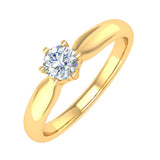 1/4 Carat 6-Prong Set Diamond Solitaire Engagement Ring Band in Gold - IGI Certified