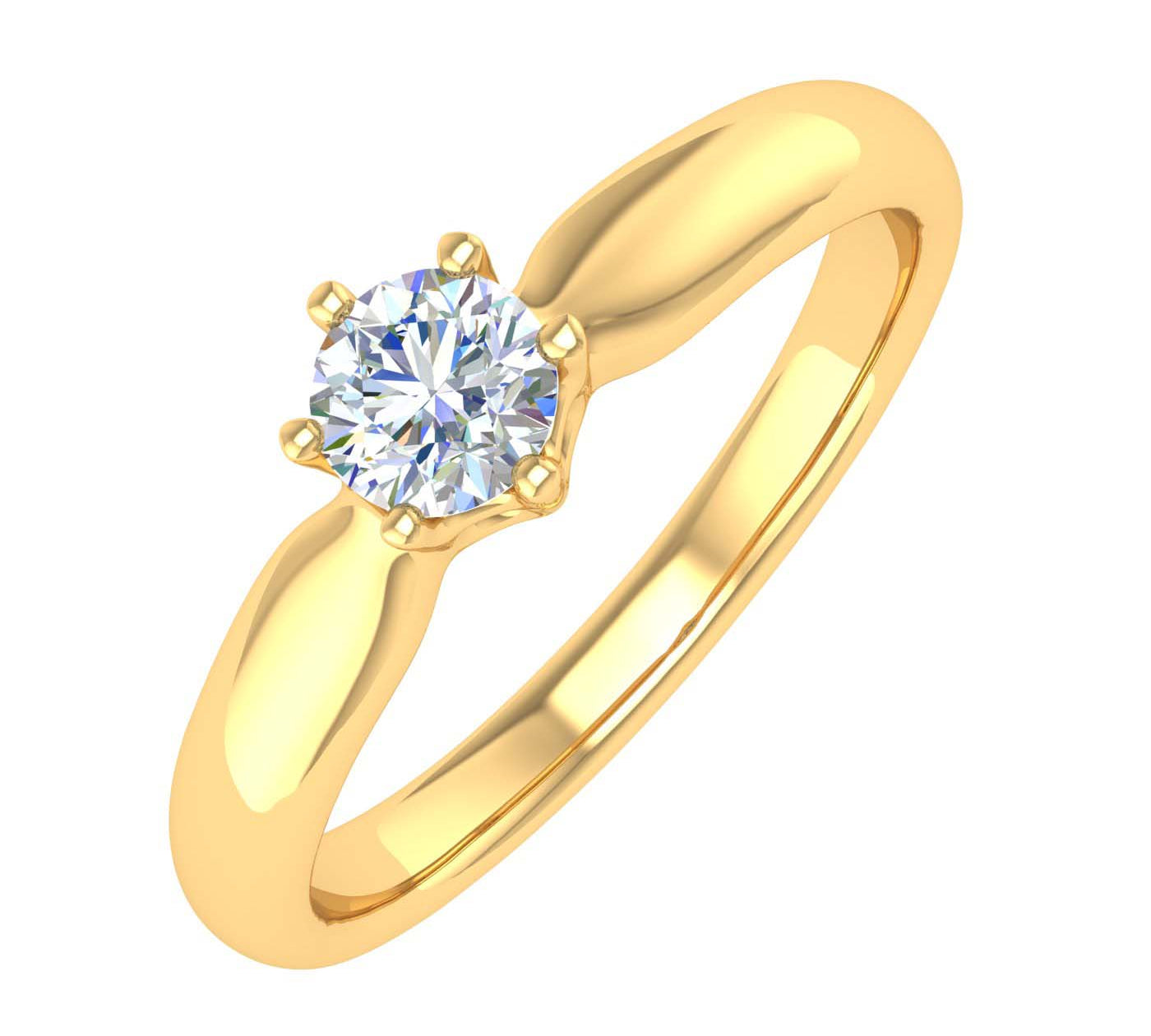 1/4 Carat 6-Prong Set Diamond Solitaire Engagement Ring Band in Gold