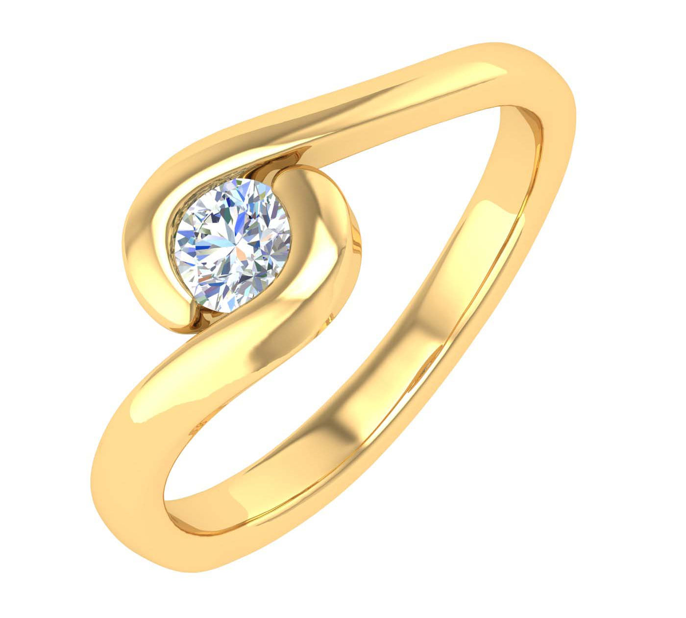 Gold Channel Set Solitaire Diamond Engagement Ring Band (0.18 Carat)