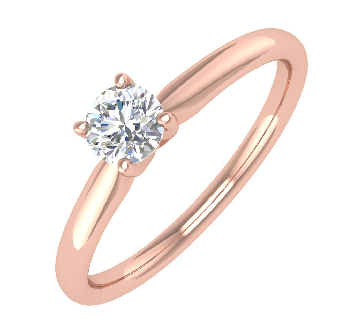 1/5 Carat 4-Prong Set Diamond Solitaire Engagement Ring Band in Gold