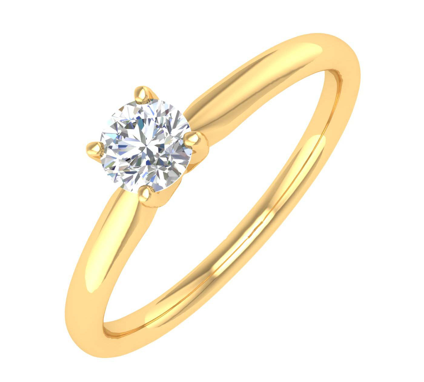 1/5 Carat 4-Prong Set Diamond Solitaire Engagement Ring Band in Gold