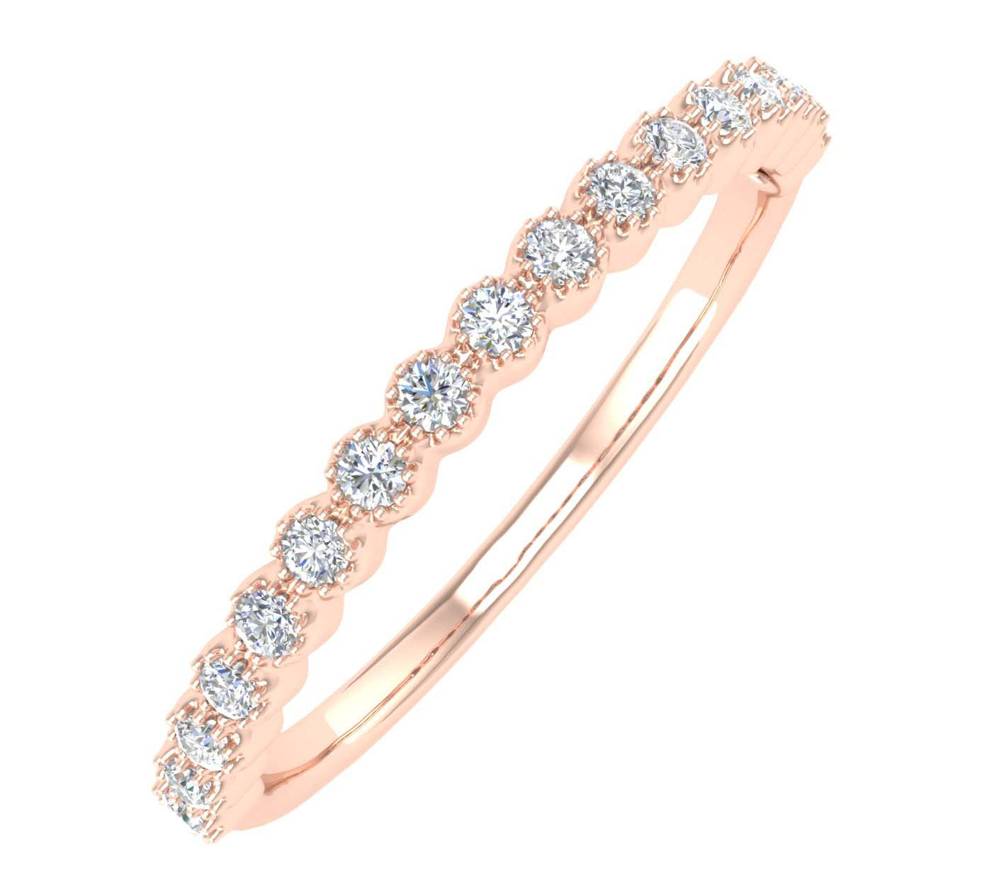 1/5 Carat Bezel Set Diamond Wedding Band Ring in Gold - IGI Certified