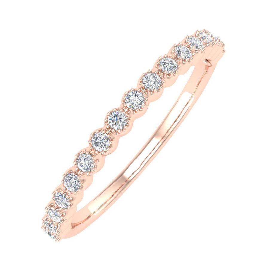 1/5 Carat Bezel Set Diamond Wedding Band Ring in Gold - IGI Certified