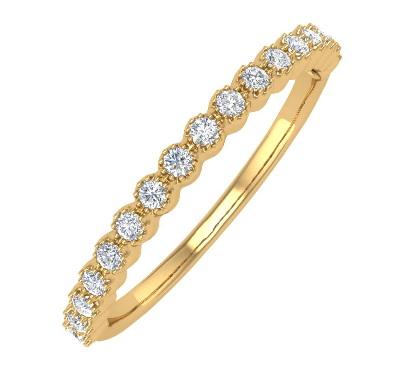 1/5 Carat Bezel Set Diamond Wedding Band Ring in Gold - IGI Certified