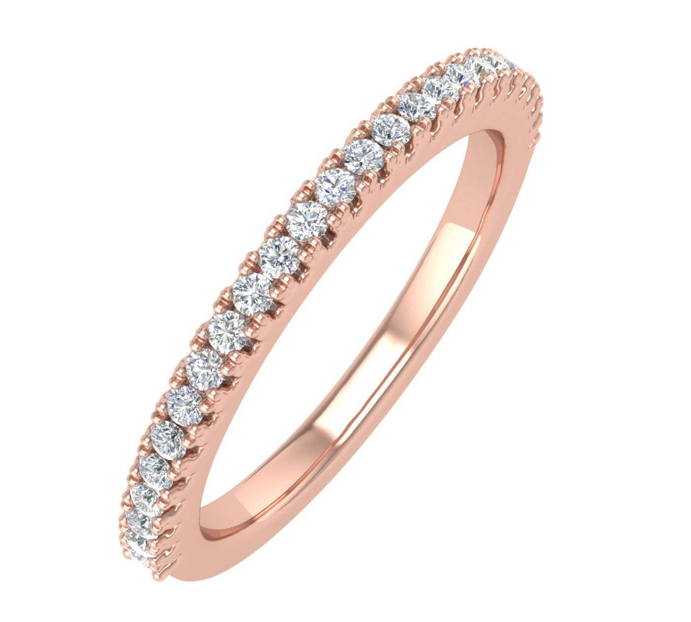 1/5 Carat Prong Set Diamond Wedding Band Ring in Gold - IGI Certified