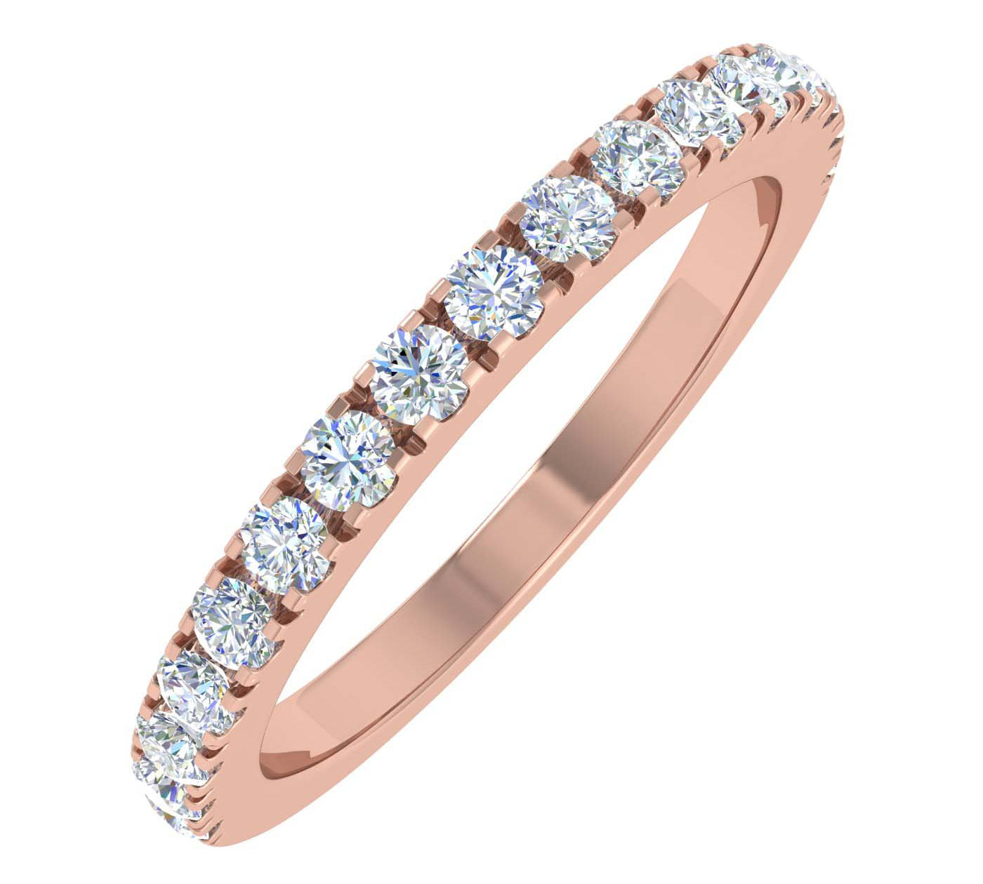 Gold Diamond Semi-Eternity Wedding Band Ring (0.40 Carat) - IGI Certified