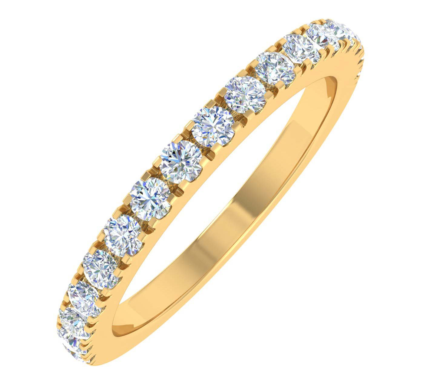 Gold Diamond Semi-Eternity Wedding Band Ring (0.40 Carat) - IGI Certified